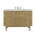 James Martin Vanities Laurent 48in Single Vanity, Light Natural Oak w/ 3 CM Arctic Fall Top 545-V48-LNO-3AF